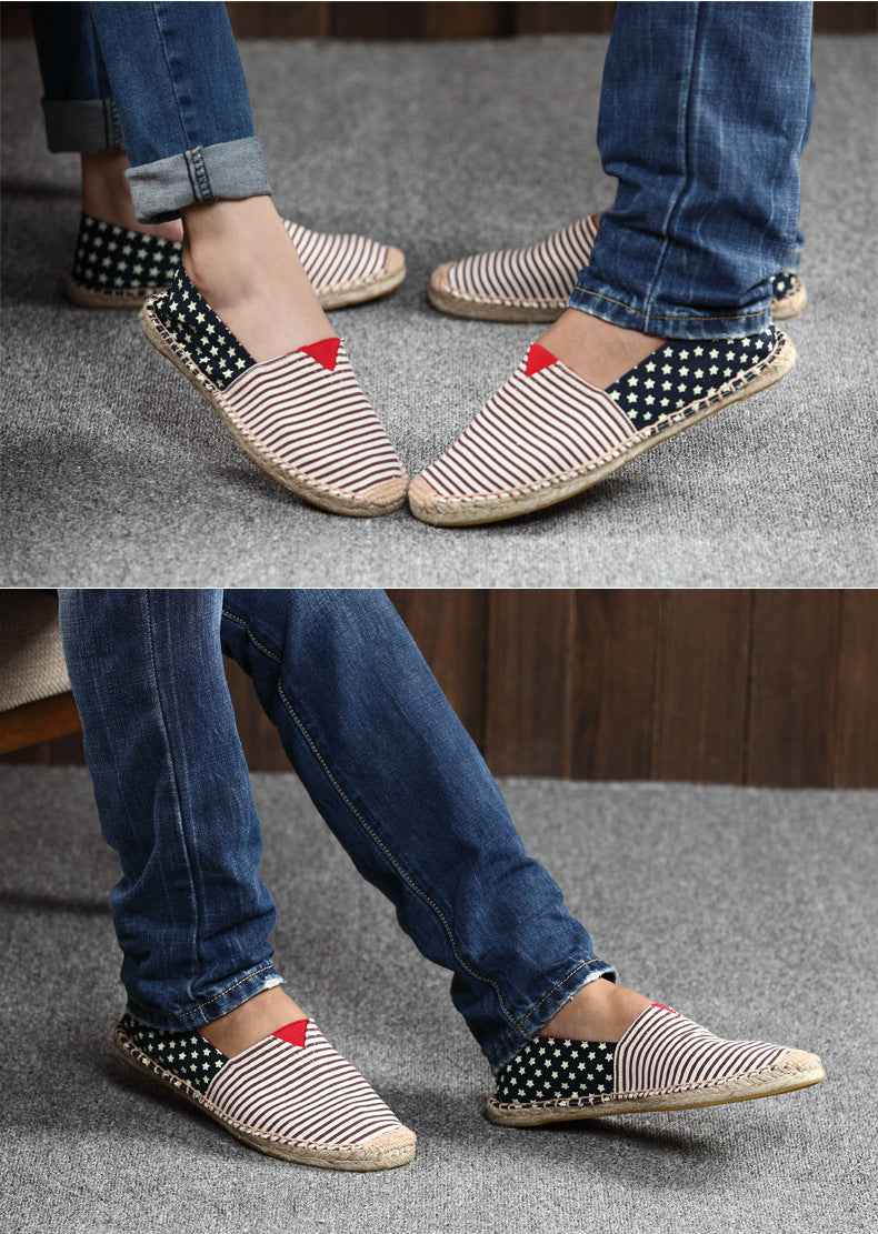 F10001 Spring and Autumn New Linen Shoes Breathable Men and Women Straw Woven Canvas Shoes Handmade Sewing Hemp Rope Shoes Slip-on Shoes