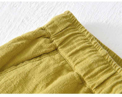 D20002 Japanese Style Elastic Drawstring Ramie Casual 70%+ Ramie Linen Shorts Men's Summer Beach Versatile Loose Cotton Linen Five-Point Shorts 8227