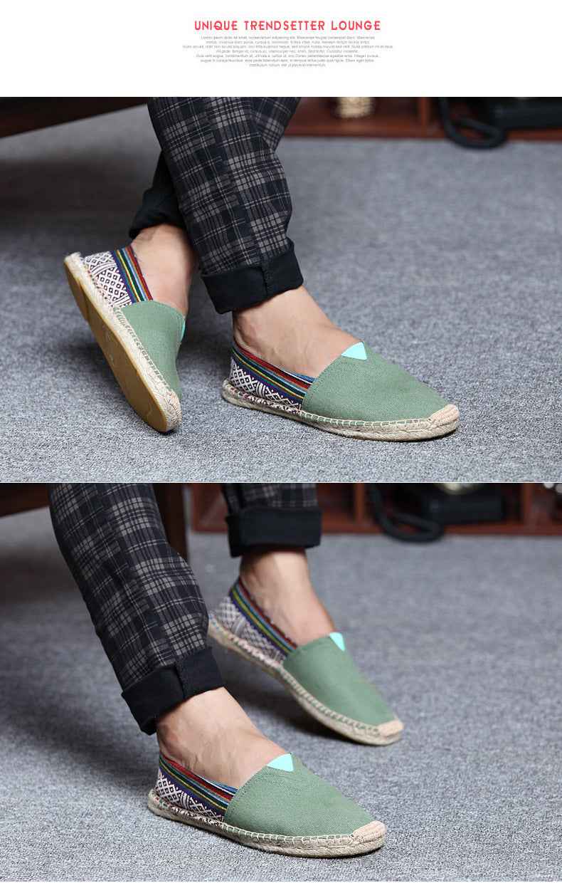 F10001 Spring and Autumn New Linen Shoes Breathable Men and Women Straw Woven Canvas Shoes Handmade Sewing Hemp Rope Shoes Slip-on Shoes