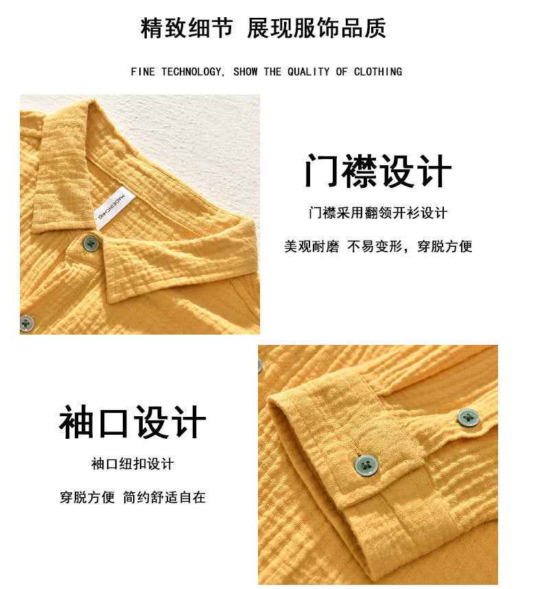 B20003 Spring and Autumn New Solid Color Long Sleeve Shirt 100% Cotton Pure Cotton Comfortable Fashion Turn-down Collar Casual Shirt One Piece Dropshipping 2093