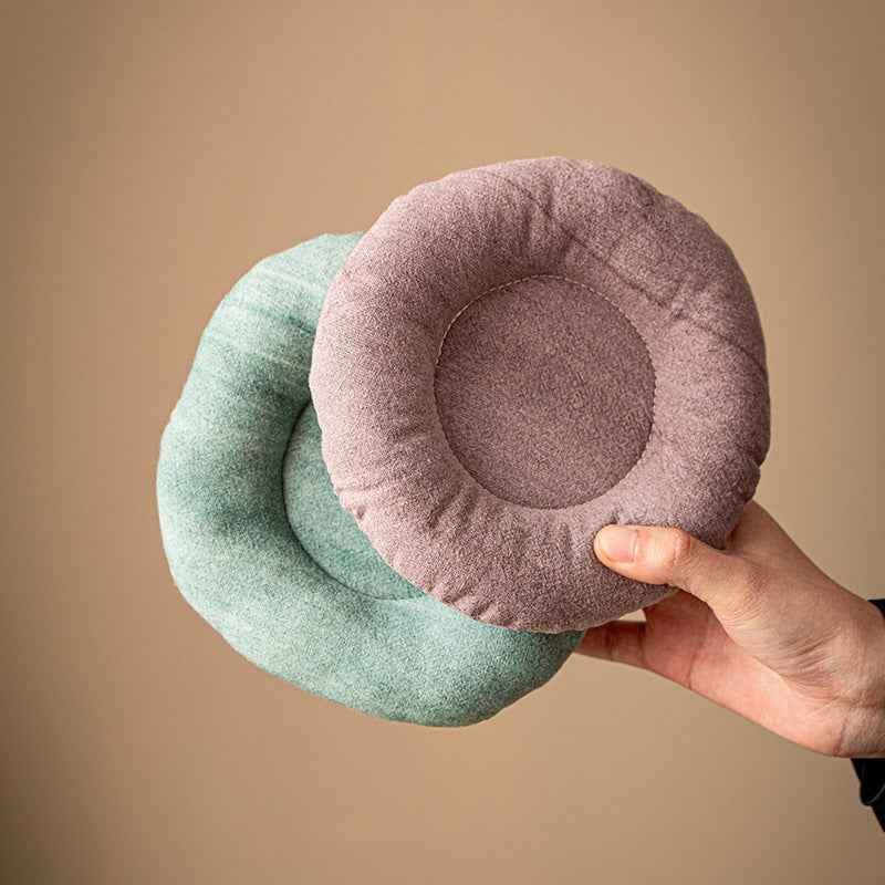 H10001 Simple Fabric Coaster 100% Cotton Padded Round Heat Insulation Anti-scalding Water Tea Cup Teapot Tea Mat Jewelry Watch Key Holder