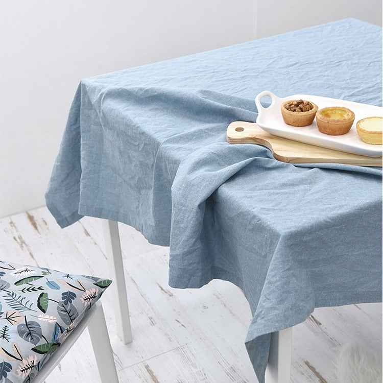 H40002 Solid Color Tablecloth 100% Cotton Fabric Artistic Nordic Japanese Style Atmosphere High-end Pink Table Cover Coffee Table Heat-resistant Rectangular