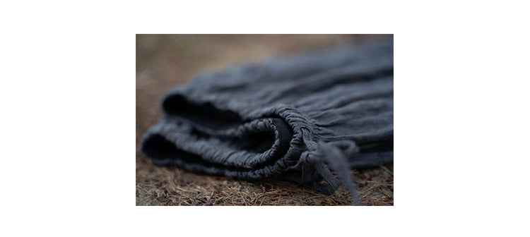 D10003 Summer Gray 95%+ Linen High-Density Woven Elastic Waist Drawstring Loose Carrot Wide-Leg Pants