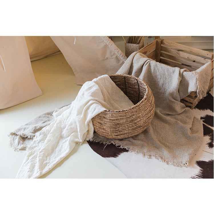 H30001 Minimalist Sofa Cover Solid Color Linen Full Cover Cream Nordic Ins Style Full Cover Photography Decoration