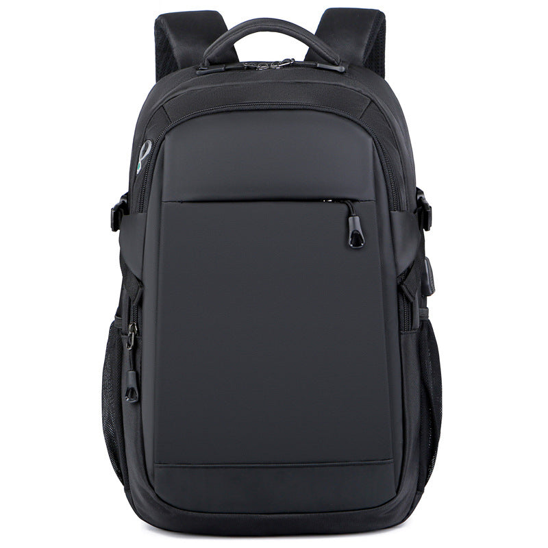 E10003 Men's Laptop Bag Trendy Business Trip Headphone Hole Leather Backpack Business Commuting Casual Student School Bag - Ivana Supply Store