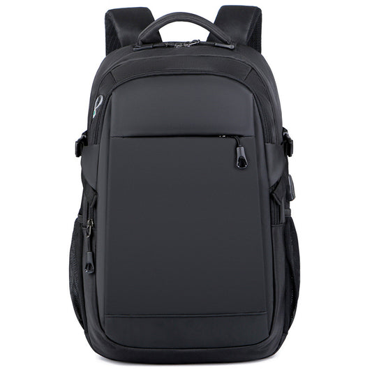 E10003 Men's Laptop Bag Trendy Business Trip Headphone Hole Leather Backpack Business Commuting Casual Student School Bag - Ivana Supply Store