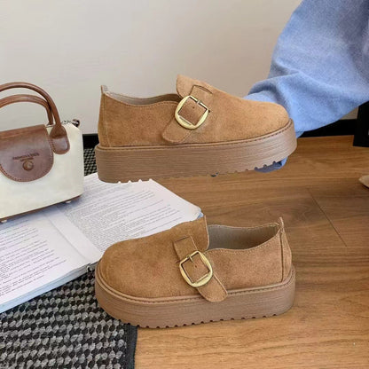 F10007 Thick-Soled Birkenstock Shoes for Women, Slip-On, Height-Increasing, Autumn New French Mary Jane Leather Shoes, Single Shoes - Ivana Supply Store