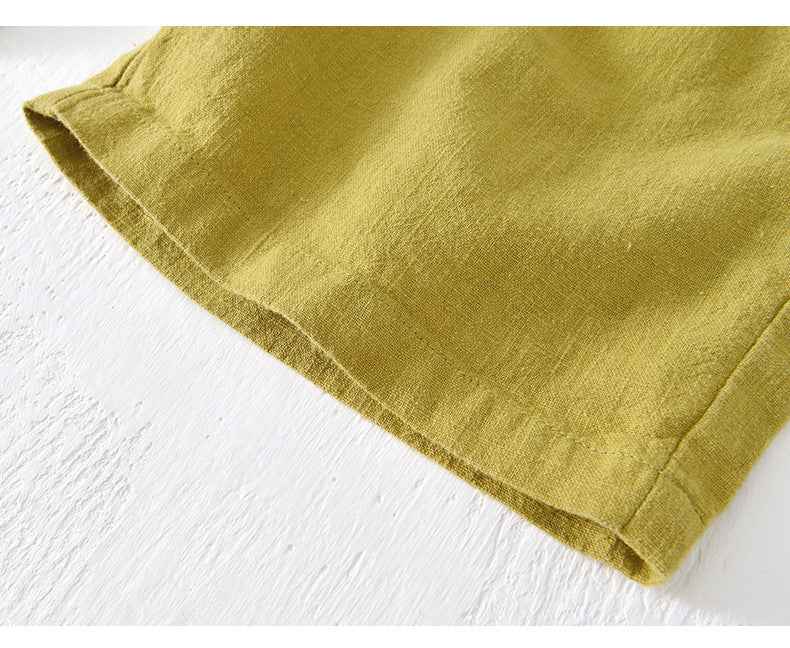 D20002 Japanese Style Elastic Drawstring Ramie Casual 70%+ Ramie Linen Shorts Men's Summer Beach Versatile Loose Cotton Linen Five-Point Shorts 8227