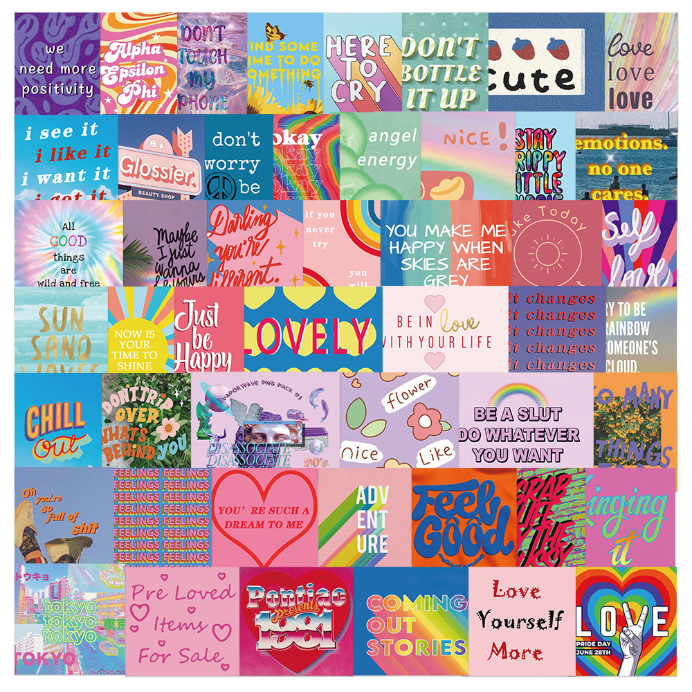 K10002 Multiple Ins Style Inspirational Text Cute Sticky Notes Warm Healing Journal Stickers Notebook Phone Case Decals - Ivana Supply Store