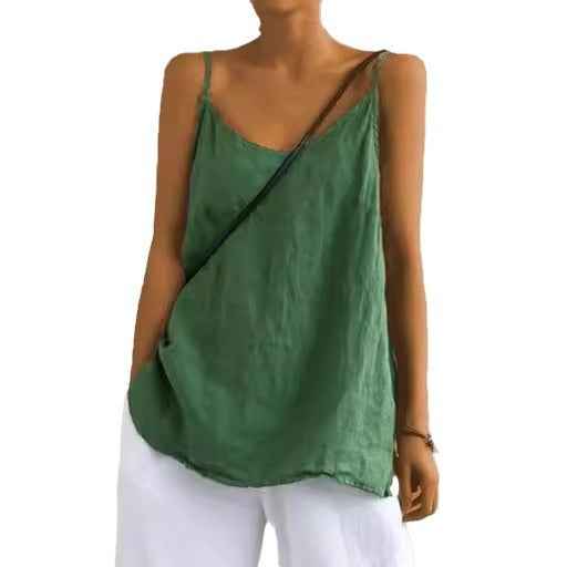B10001 Cotton Linen Camisole Women's Summer New Loose Cotton Linen Inner Wear Sleeveless Versatile Base Top