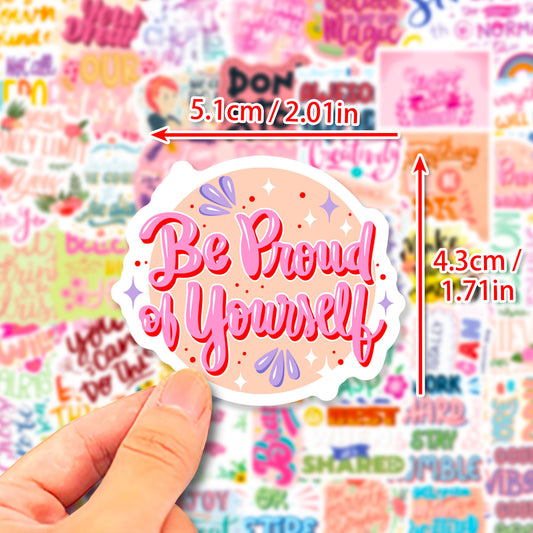 K10003 50 Pink Cute Healing Text Stickers Ins English Notebook Waterproof Inspirational Stickers - Ivana Supply Store