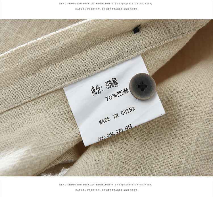B20002 Summer Japanese Style Ramie Short Sleeve Shirt Men's Fashion Versatile 70% Ramie Linen Artistic Casual Loose Top