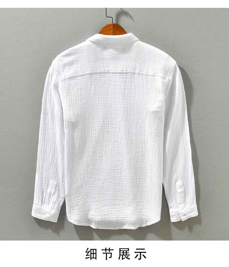 B20003 Spring and Autumn New Solid Color Long Sleeve Shirt 100% Cotton Pure Cotton Comfortable Fashion Turn-down Collar Casual Shirt One Piece Dropshipping 2093