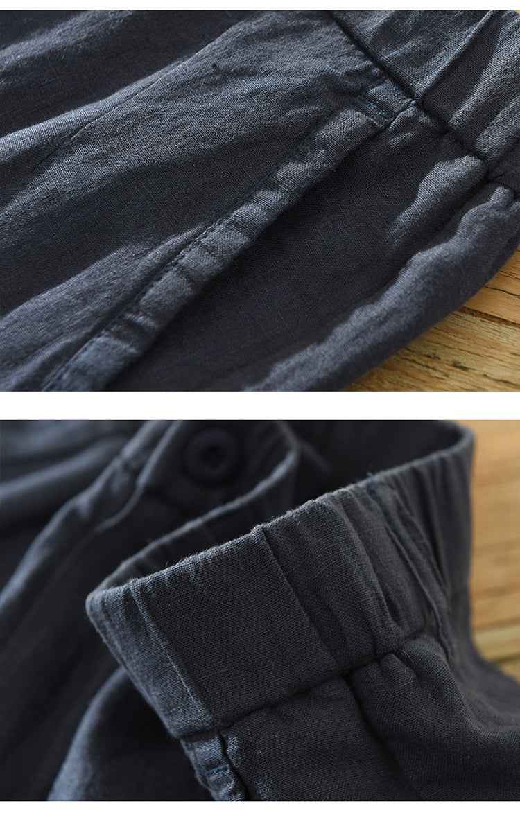 D20004 Summer Thin Linen Casual Pants Men Loose Breathable Elastic Waist Beach Shorts Men's Clothing One Piece Dropshipping