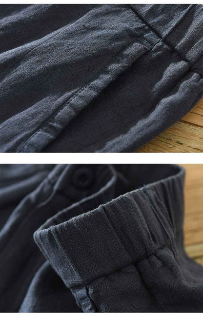 D20004 Summer Thin Linen Casual Pants Men Loose Breathable Elastic Waist Beach Shorts Men's Clothing One Piece Dropshipping