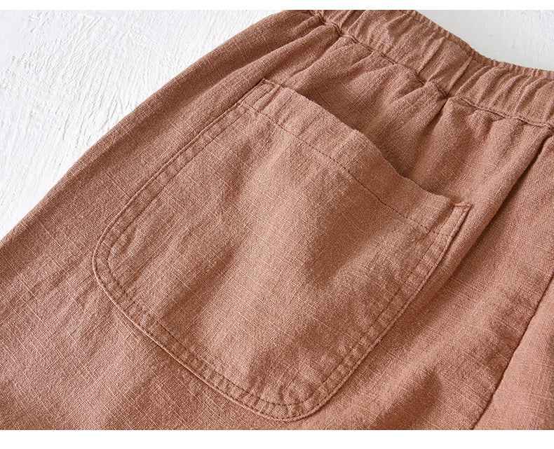 D20002 Japanese Style Elastic Drawstring Ramie Casual 70%+ Ramie Linen Shorts Men's Summer Beach Versatile Loose Cotton Linen Five-Point Shorts 8227