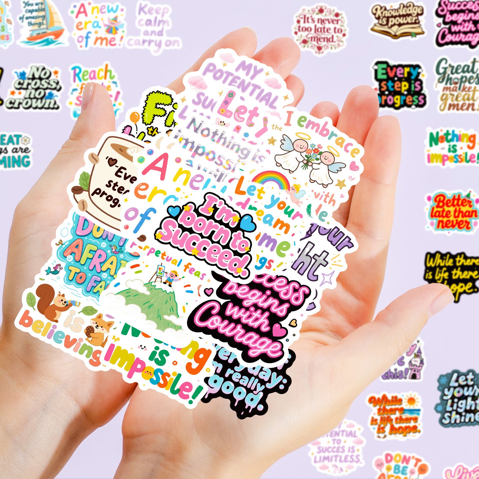 K10007 56 Sheets of English Inspirational Text Stickers Healing Phrases Skateboard Water Bottle Personalized Waterproof Stickers Bulk - Ivana Supply Store