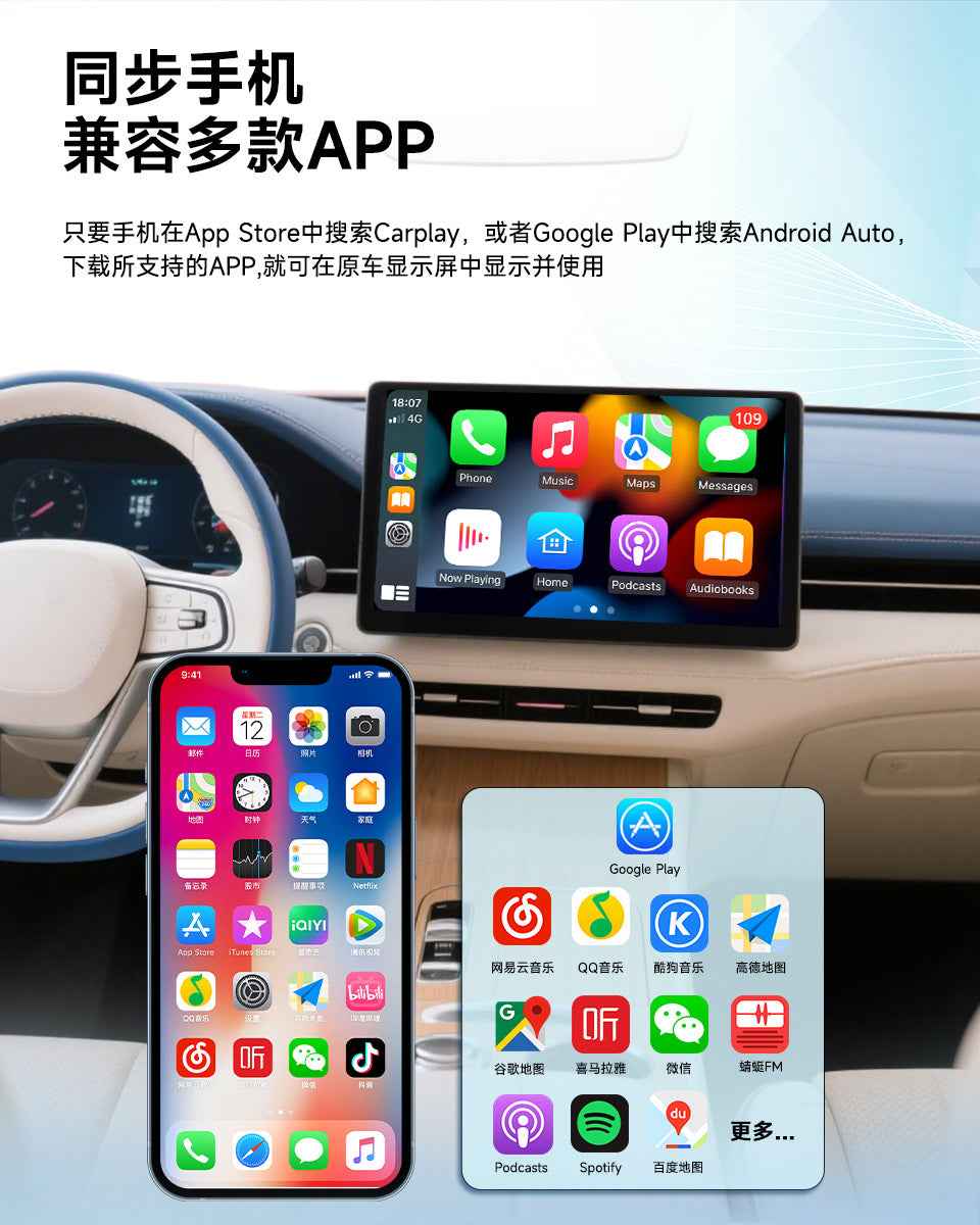 I10001 Wired to Wireless CarPlay Box Android Smart Car Interconnect Box Dual Interface Wireless Adapter