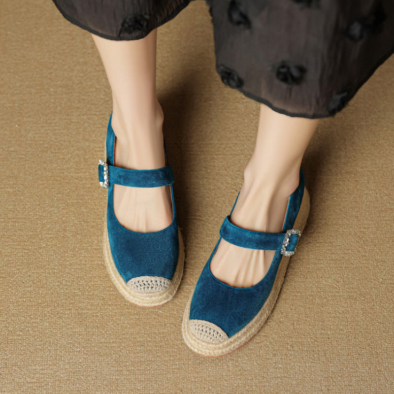 F10004 4.5cm Thick Sole Fisherman Shoes New Fashion Versatile One-Strap Height-Increasing Comfortable Genuine Leather Women's Shoes - Ivana Supply Store