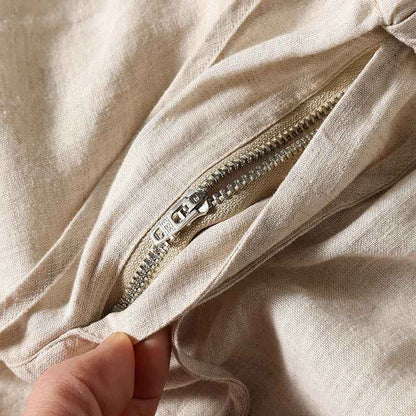 D20001 Breathable and Comfortable 100% Linen Summer Men's Loose Soft Straight-Leg Nine-Point Casual Linen Pants Men's Clothing