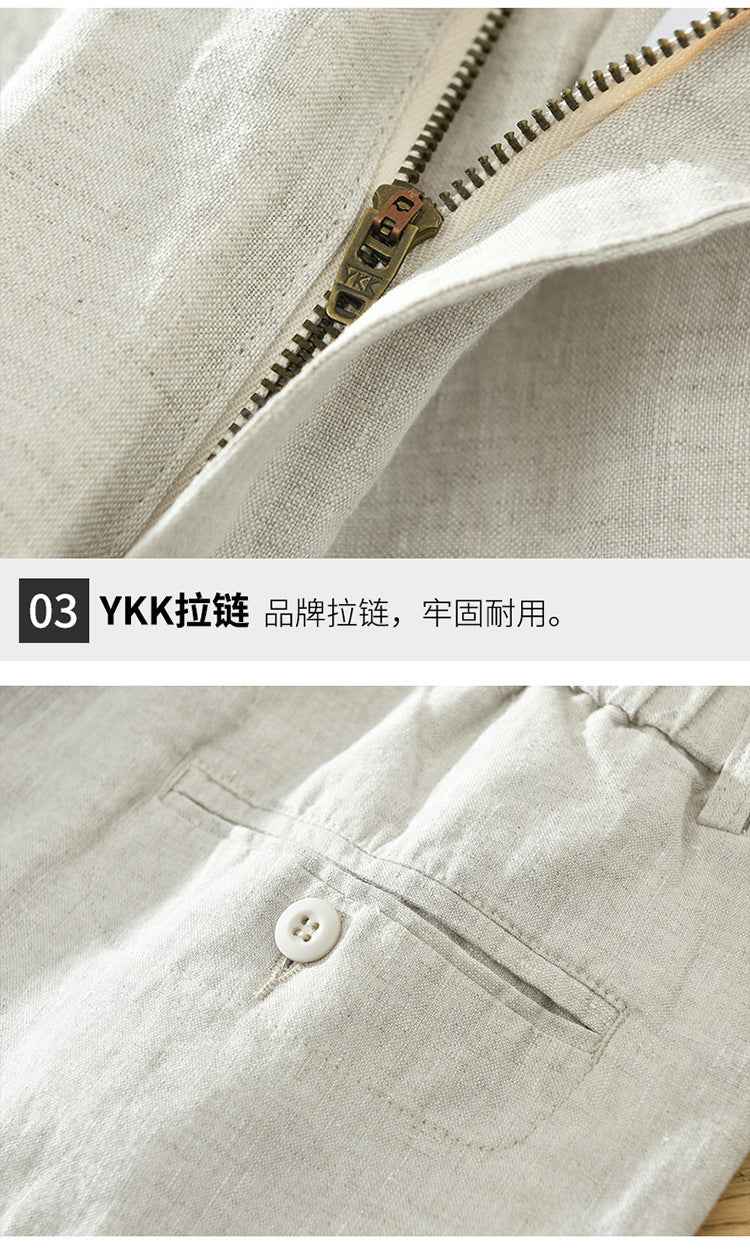 D20004 Summer Thin Linen Casual Pants Men Loose Breathable Elastic Waist Beach Shorts Men's Clothing One Piece Dropshipping