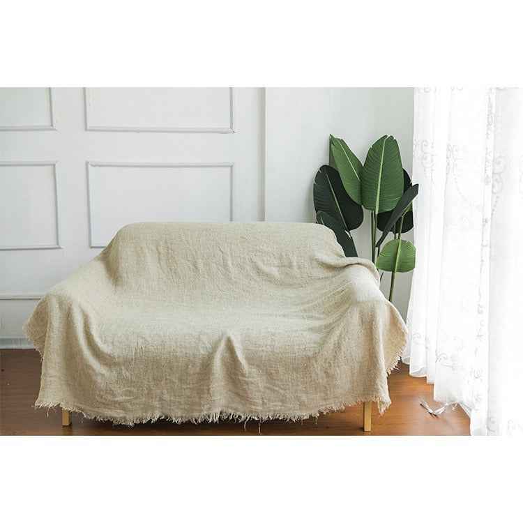 H30001 Minimalist Sofa Cover Solid Color Linen Full Cover Cream Nordic Ins Style Full Cover Photography Decoration