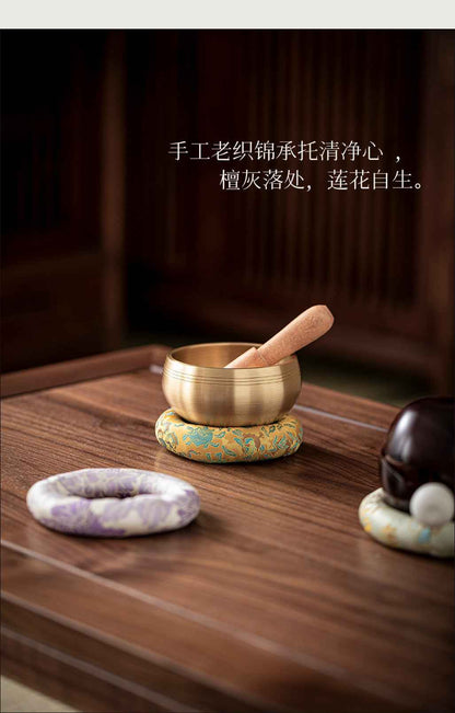 H10002 Nepalese Handmade Sewn Buddha Sound Bowl Mat, Singing Bowl Mat, Copper Bowl Mat, Cotton Cloth Mat, Buddha Sound Bowl Matching Mat