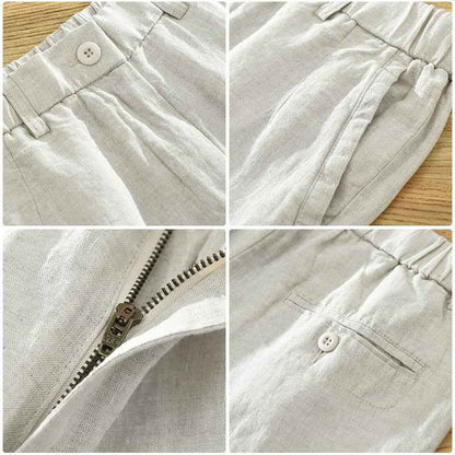 D20004 Summer Thin Linen Casual Pants Men Loose Breathable Elastic Waist Beach Shorts Men's Clothing One Piece Dropshipping