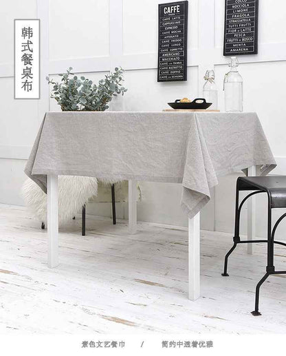 H40002 Solid Color Tablecloth 100% Cotton Fabric Artistic Nordic Japanese Style Atmosphere High-end Pink Table Cover Coffee Table Heat-resistant Rectangular