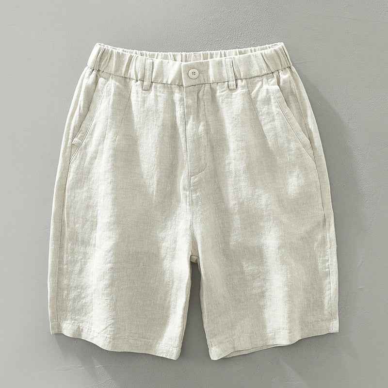 D20004 Summer Thin Linen Casual Pants Men Loose Breathable Elastic Waist Beach Shorts Men's Clothing One Piece Dropshipping