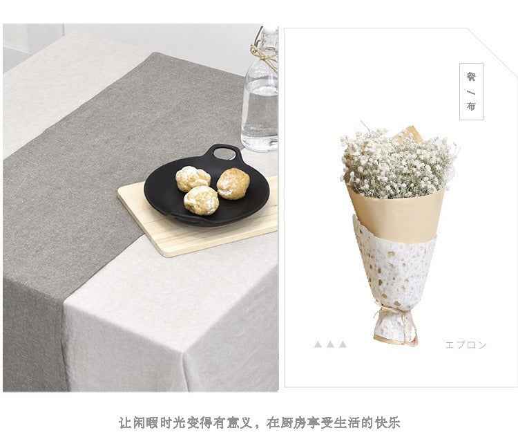 H40002 Solid Color Tablecloth 100% Cotton Fabric Artistic Nordic Japanese Style Atmosphere High-end Pink Table Cover Coffee Table Heat-resistant Rectangular