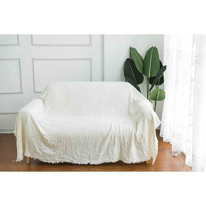 H30001 Minimalist Sofa Cover Solid Color Linen Full Cover Cream Nordic Ins Style Full Cover Photography Decoration