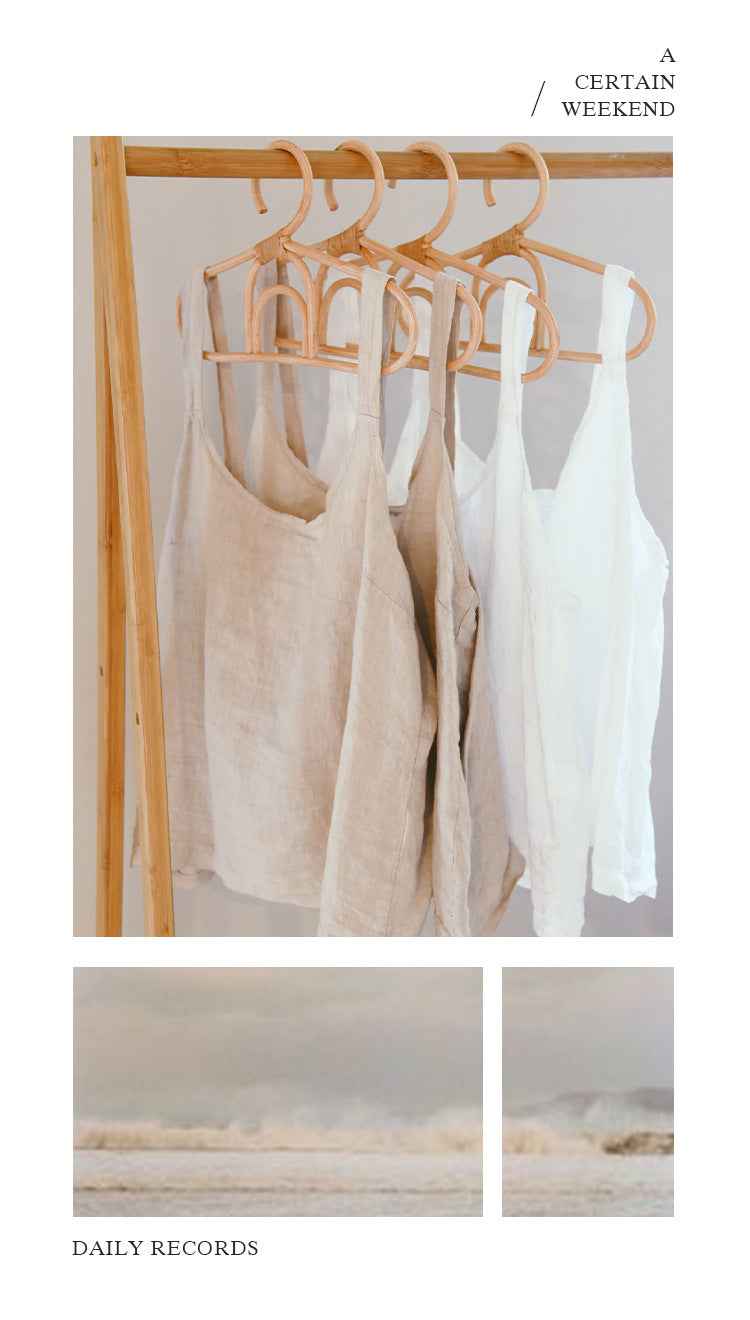 B10002 European and American Style Reversible Camisole Summer French Old Money Style Niche Design Pure Linen 95%+ Linen Backless Short Top for Women