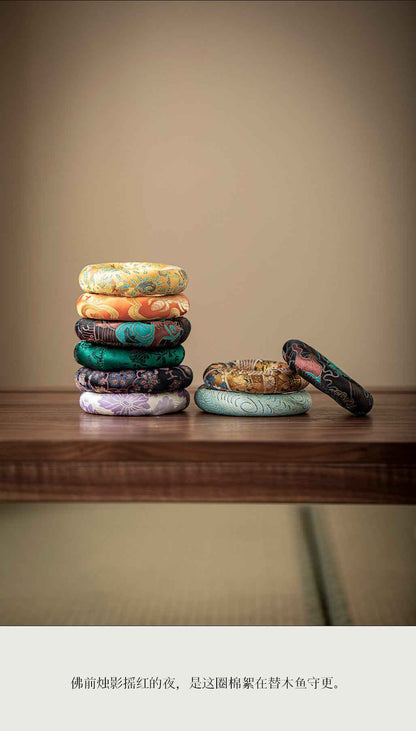 H10002 Nepalese Handmade Sewn Buddha Sound Bowl Mat, Singing Bowl Mat, Copper Bowl Mat, Cotton Cloth Mat, Buddha Sound Bowl Matching Mat