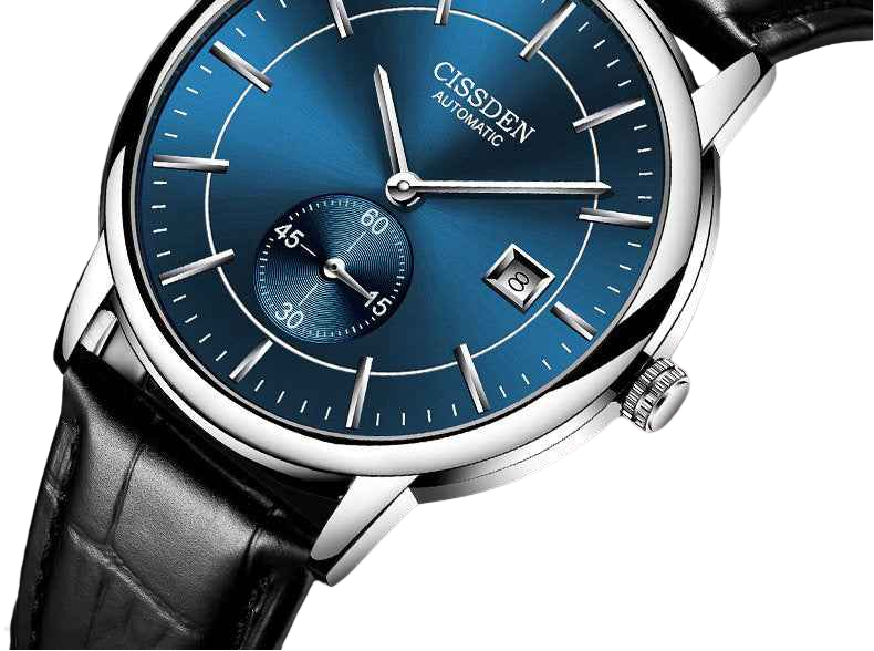 G10001 Swiss Ultra-Thin Mechanical Watch - Men's Business Leather Strap, Waterproof, Simple Design