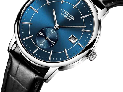 G10001 Swiss Ultra-Thin Mechanical Watch - Men's Business Leather Strap, Waterproof, Simple Design