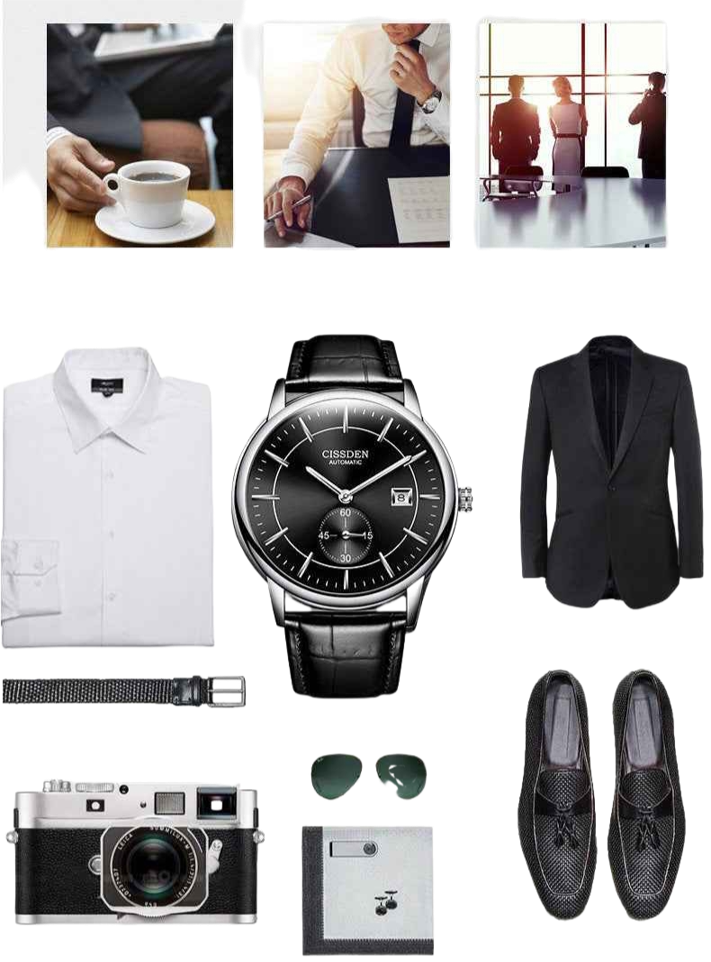 G10001 Swiss Ultra-Thin Mechanical Watch - Men's Business Leather Strap, Waterproof, Simple Design