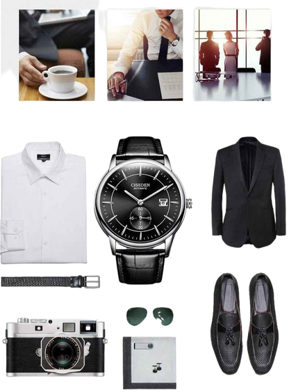 G10001 Swiss Ultra-Thin Mechanical Watch - Men's Business Leather Strap, Waterproof, Simple Design