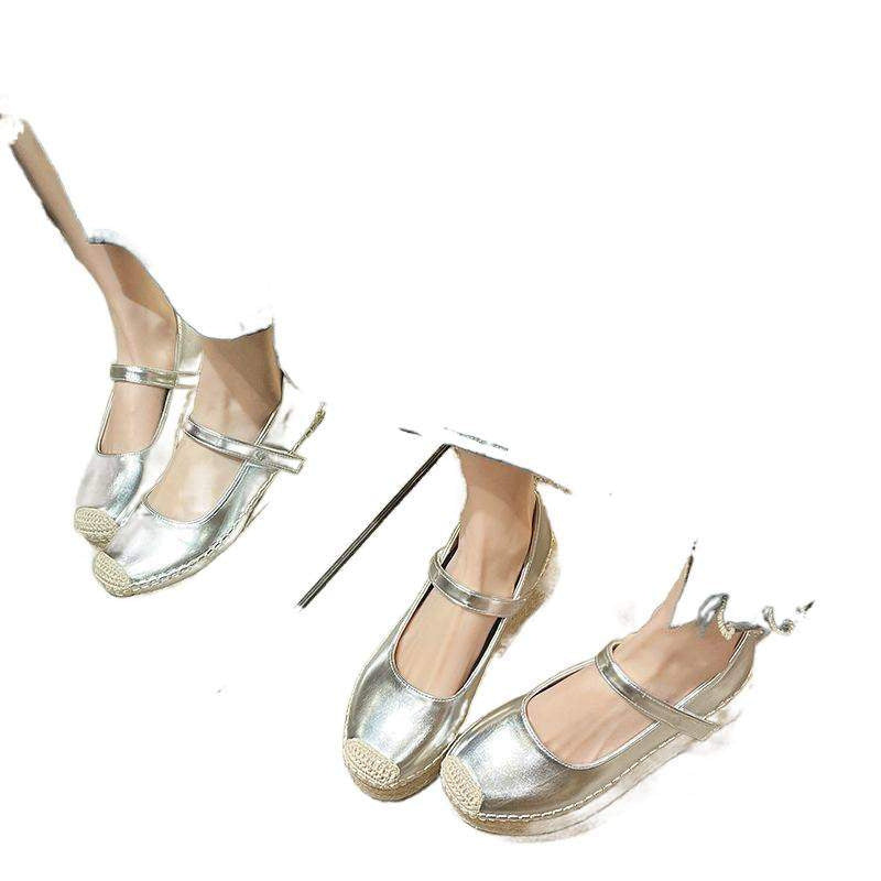 F100010 Platform Sole Women's Shoes New Spring Summer Woven Fisherman Shoes Small Height Increase Wedge Mary Jane Shoes - Ivana Supply Store