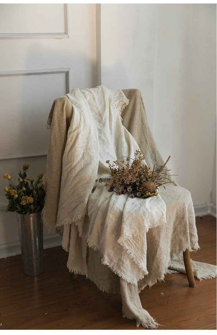 H30001 Minimalist Sofa Cover Solid Color Linen Full Cover Cream Nordic Ins Style Full Cover Photography Decoration