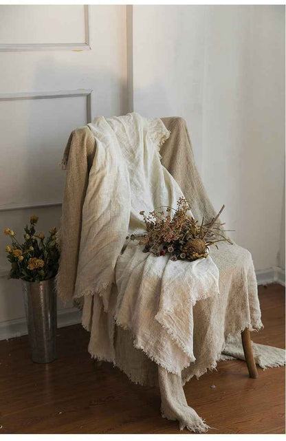 H30001 Minimalist Sofa Cover Solid Color Linen Full Cover Cream Nordic Ins Style Full Cover Photography Decoration