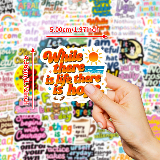 K10006 56 English Inspirational Text Stickers Healing Phrases Skateboard Water Bottle Personalized Waterproof Stickers Wholesale - Ivana Supply Store