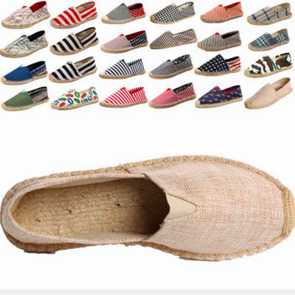 F10001 Spring and Autumn New Linen Shoes Breathable Men and Women Straw Woven Canvas Shoes Handmade Sewing Hemp Rope Shoes Slip-on Shoes