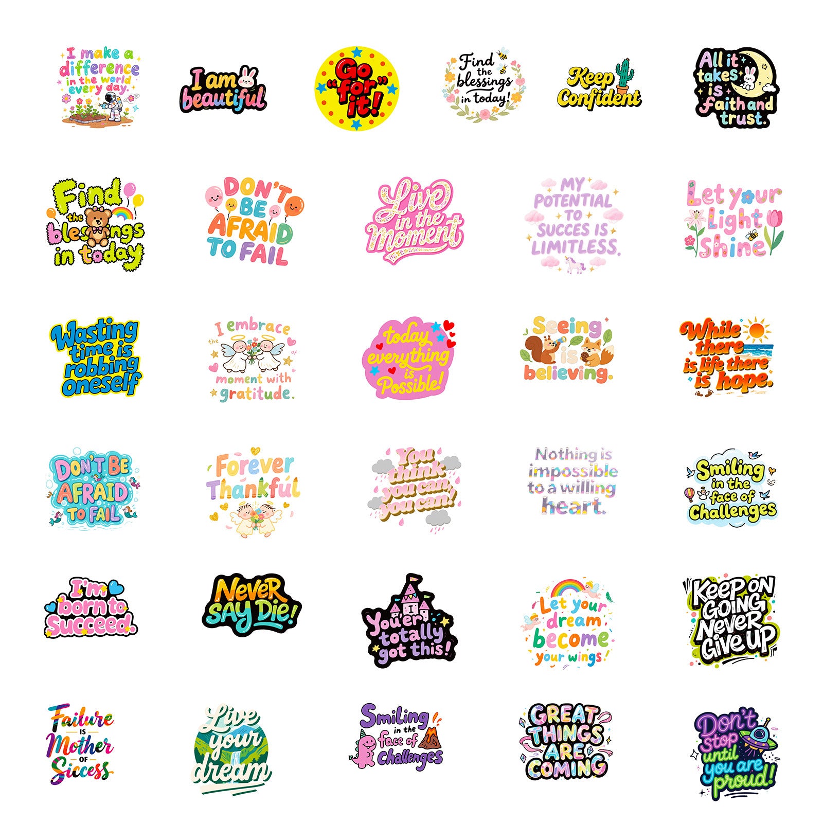 K10006 56 English Inspirational Text Stickers Healing Phrases Skateboard Water Bottle Personalized Waterproof Stickers Wholesale - Ivana Supply Store
