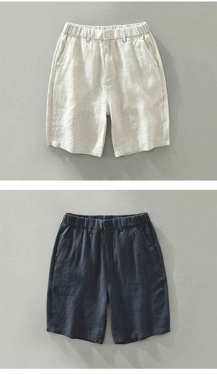 D20004 Summer Thin Linen Casual Pants Men Loose Breathable Elastic Waist Beach Shorts Men's Clothing One Piece Dropshipping