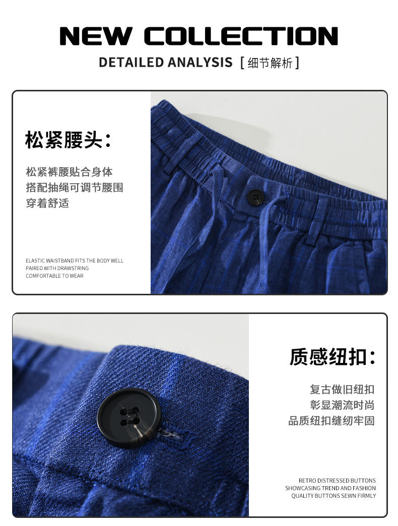 D20003 Summer New Men's Five-Point Shorts Linen Casual Shorts - Ivana Supply Store