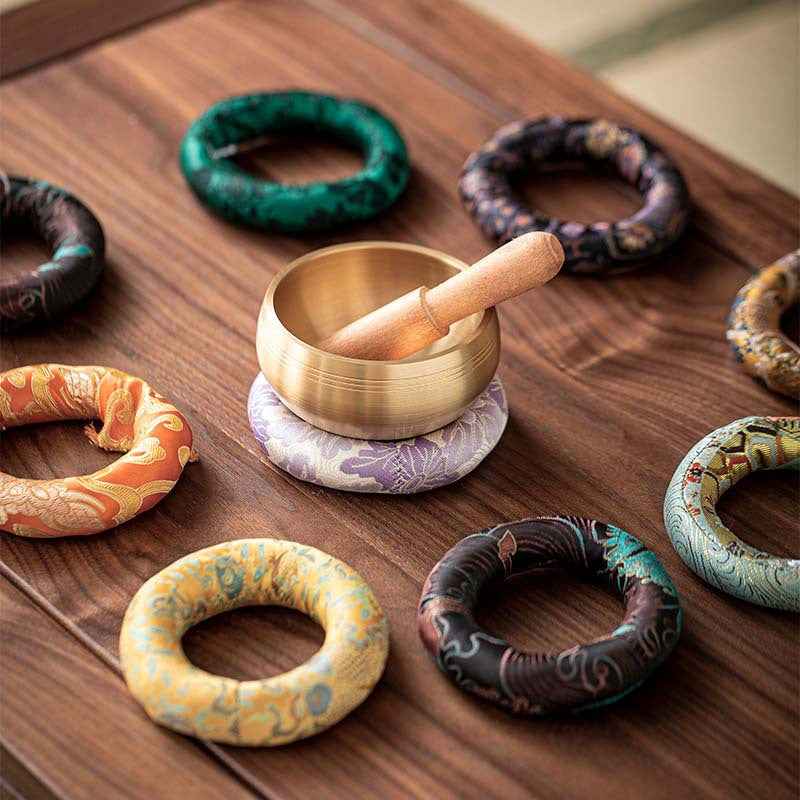 H10002 Nepalese Handmade Sewn Buddha Sound Bowl Mat, Singing Bowl Mat, Copper Bowl Mat, Cotton Cloth Mat, Buddha Sound Bowl Matching Mat