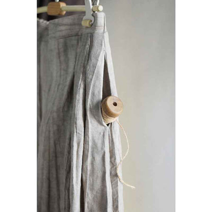 C10001 Spring Summer New Original 95%+ Linen Striped Texture Wrinkle Nostalgic Relaxed Half-Waist Elastic Skirt