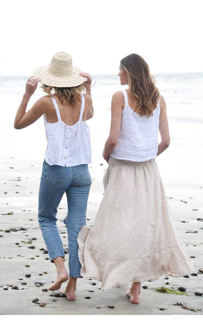 B10002 European and American Style Reversible Camisole Summer French Old Money Style Niche Design Pure Linen 95%+ Linen Backless Short Top for Women