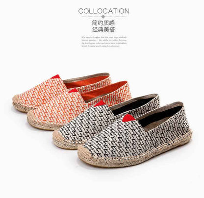 F10001 Spring and Autumn New Linen Shoes Breathable Men and Women Straw Woven Canvas Shoes Handmade Sewing Hemp Rope Shoes Slip-on Shoes